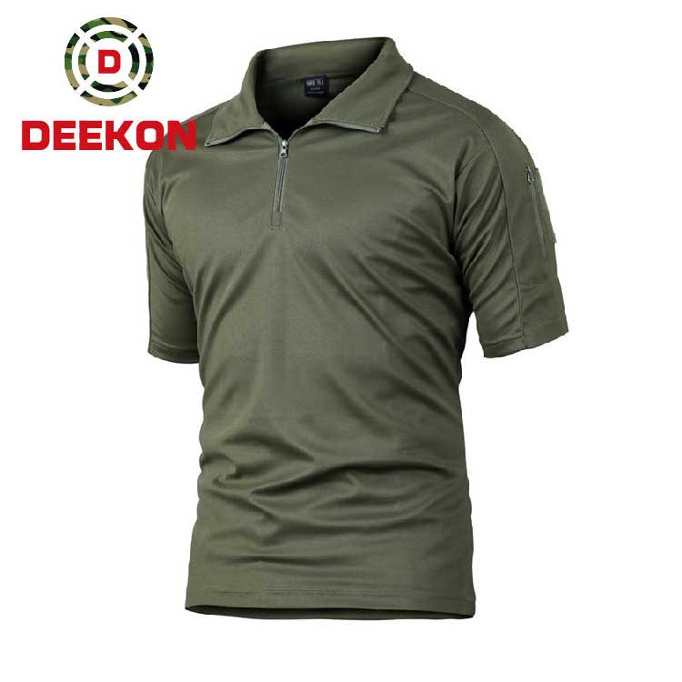 100% Polyester Army Green Polo Shirt