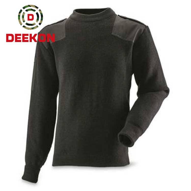 High Quality 100% Wool Black Knitted Sweater