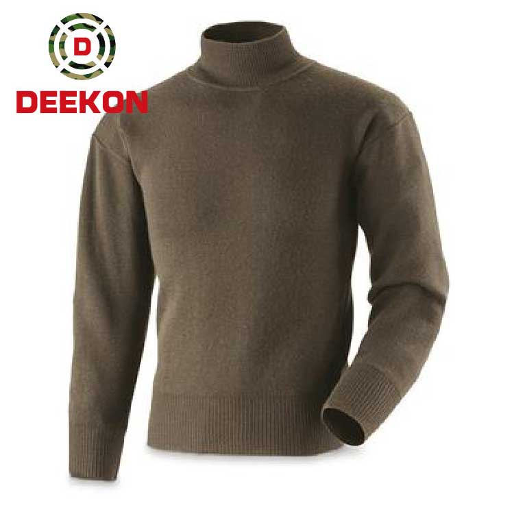 Durable Brown Knitted Military Pullover